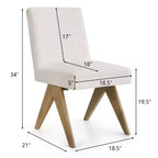 Chaise de salle à manger inclinable sans accoudoirs de style moderne avec pieds en V en bois d'hévéa