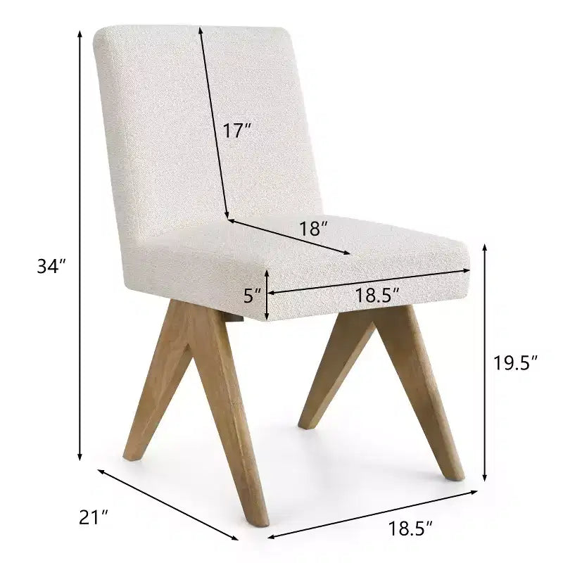 Chaise de salle à manger inclinable sans accoudoirs de style moderne avec pieds en V en bois d'hévéa