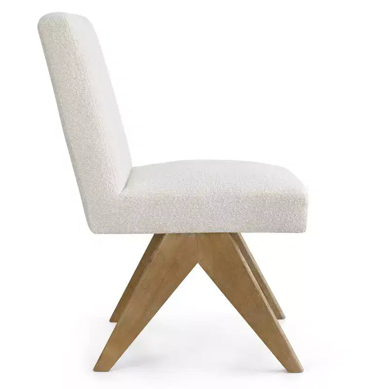 Chaise de salle à manger inclinable sans accoudoirs de style moderne avec pieds en V en bois d'hévéa