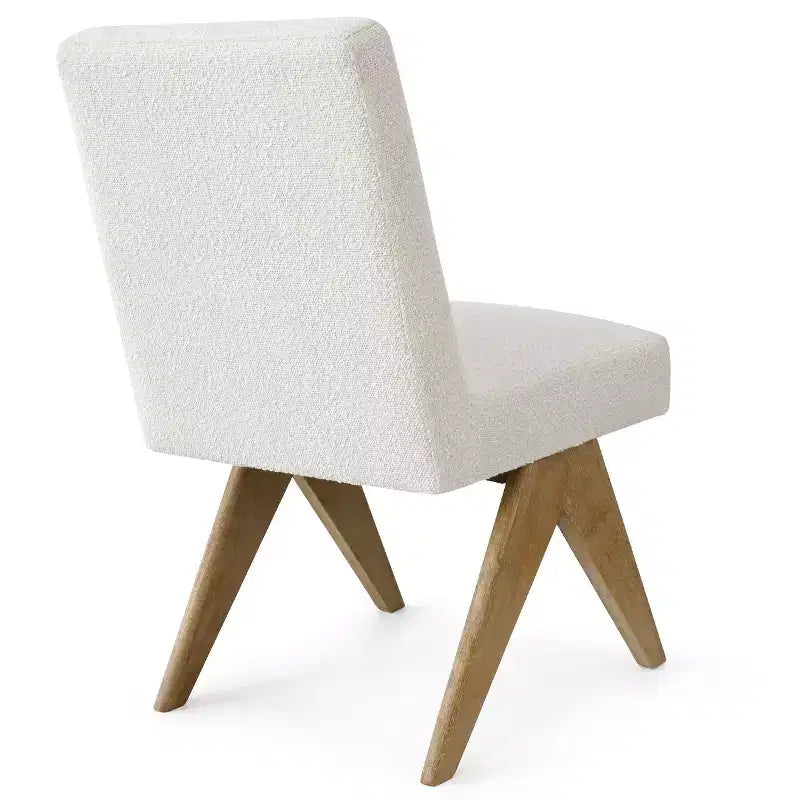 Chaise de salle à manger inclinable sans accoudoirs de style moderne avec pieds en V en bois d'hévéa