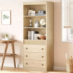 Bookshelf with Drawers 70.8 Fluted Bookcase, 6 Tier Bookcase with Storage, Tall Book Shelf with Waved Design, Storage Cabinet with Open Shelf