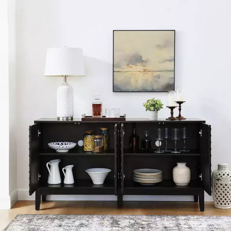Buffet, Buffet avec motifs géométriques, Étagères réglables