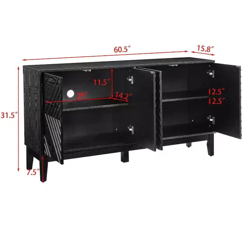 Buffet, Buffet avec motifs géométriques, Étagères réglables