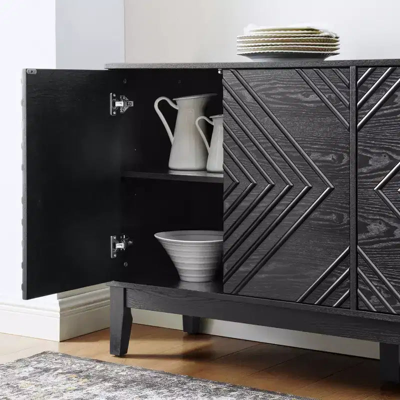 Buffet, Buffet avec motifs géométriques, Étagères réglables