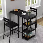 Acekool 3-Piece Kitchen Table Set with Storage Shelves and 2 Upholstered Chairs, Space-Saving Dining Table for Small Spaces