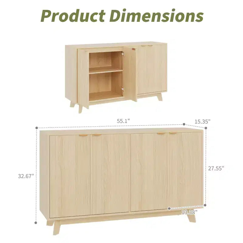 Bahut Commode en bois cannelé moderne Armoire de rangement polyvalente
