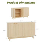 Bahut Commode en bois cannelé moderne Armoire de rangement polyvalente