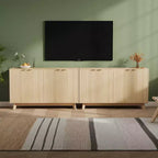 Bahut Commode en bois cannelé moderne Armoire de rangement polyvalente