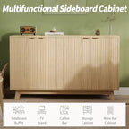 Bahut Commode en bois cannelé moderne Armoire de rangement polyvalente