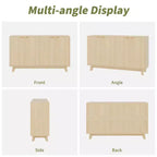 Bahut Commode en bois cannelé moderne Armoire de rangement polyvalente