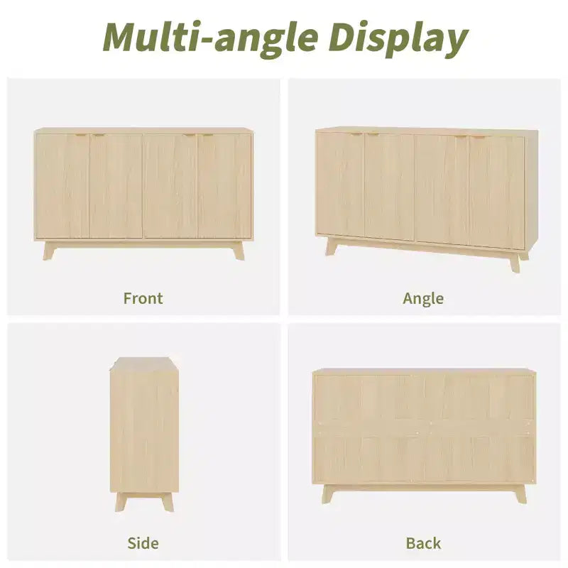 Bahut Commode en bois cannelé moderne Armoire de rangement polyvalente