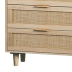 Commode de rangement autonome en rotin naturel avec 6 tiroirs