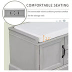 Banc de rangement pour chaussures avec 2 tiroirs, 2 placards, coussin amovible