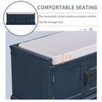 Banc de rangement pour chaussures avec 2 tiroirs, 2 placards, coussin amovible