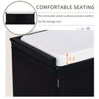 Banc de rangement pour chaussures avec 2 tiroirs, 2 placards, coussin amovible