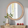 Miroir de vanité circulaire décoratif en bois de ferme