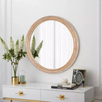 Miroir de vanité circulaire décoratif en bois de ferme