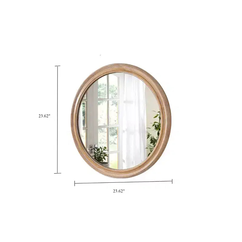 Miroir de vanité circulaire décoratif en bois de ferme