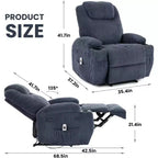 Fauteuil inclinable avec massage et chauffage, canapé simple réglable en velours côtelé