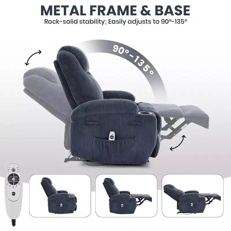 Fauteuil inclinable avec massage et chauffage, canapé simple réglable en velours côtelé