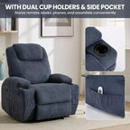 Fauteuil inclinable avec massage et chauffage, canapé simple réglable en velours côtelé