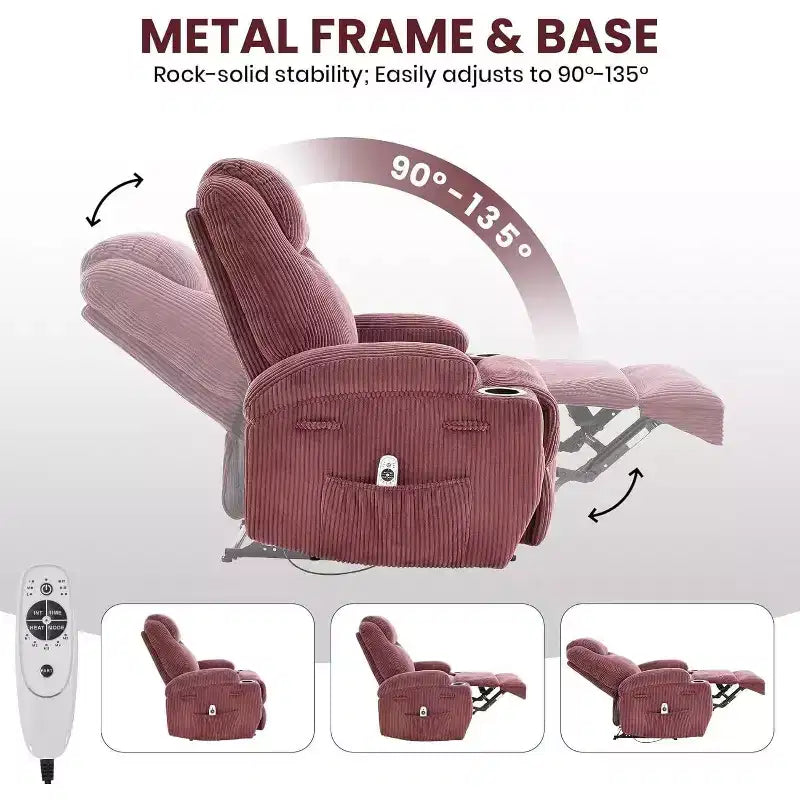 Fauteuil inclinable avec massage et chauffage, canapé simple réglable en velours côtelé
