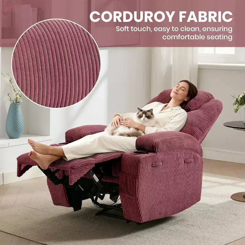 Fauteuil inclinable avec massage et chauffage, canapé simple réglable en velours côtelé