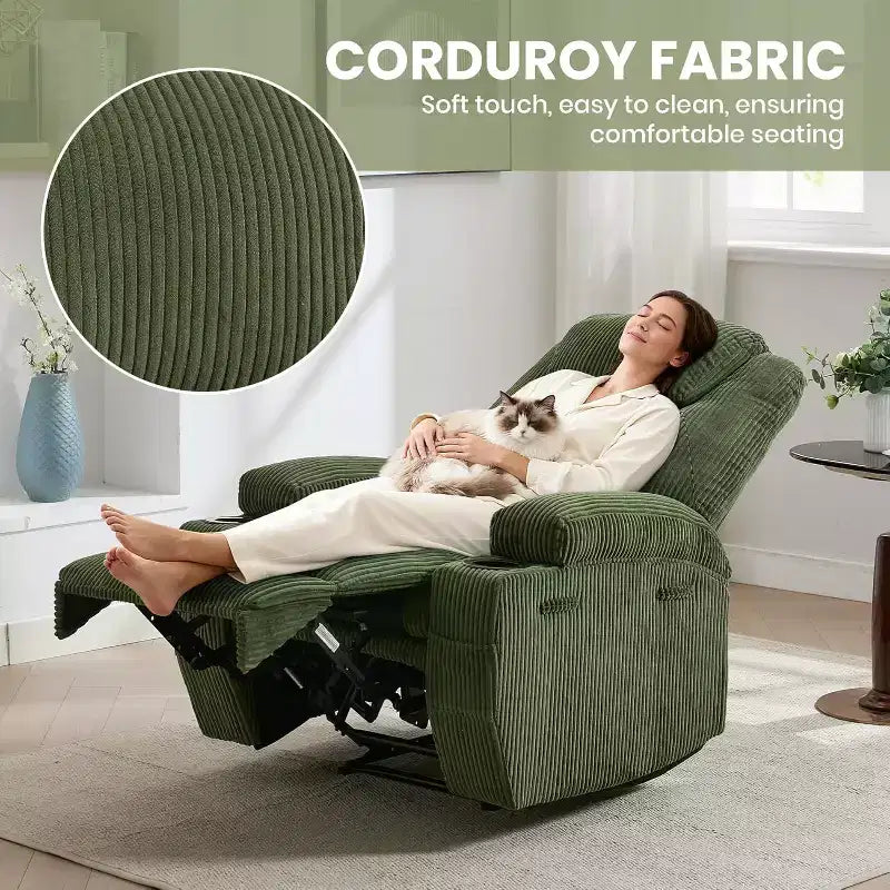 Fauteuil inclinable avec massage et chauffage, canapé simple réglable en velours côtelé