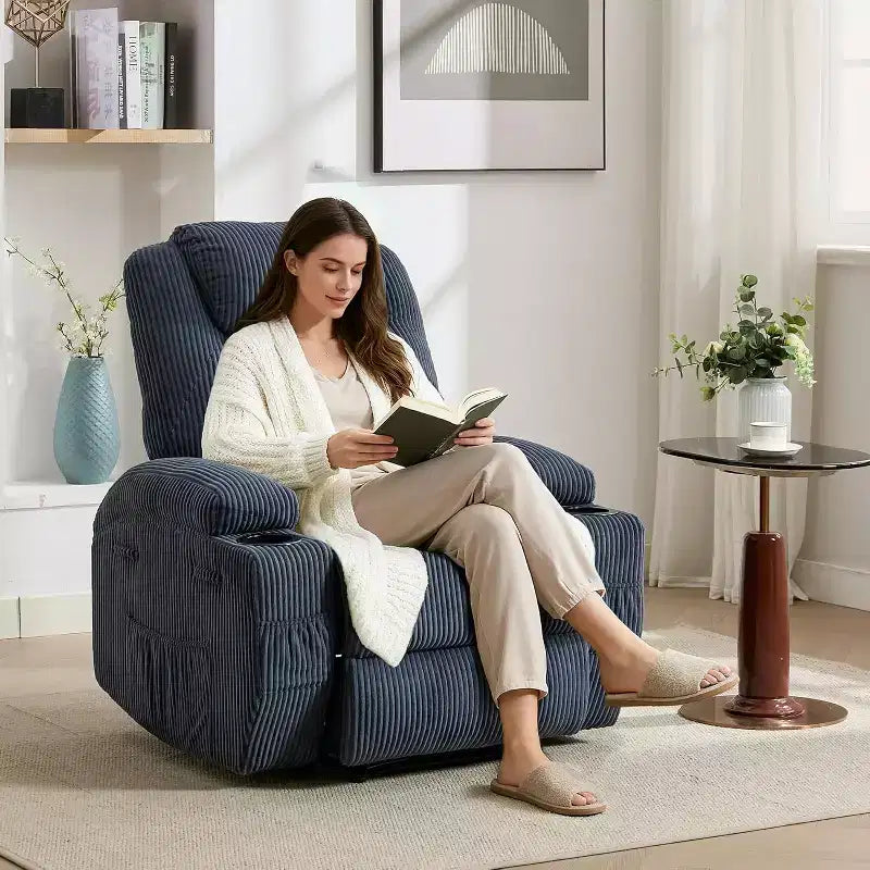 Fauteuil inclinable avec massage et chauffage, canapé simple réglable en velours côtelé
