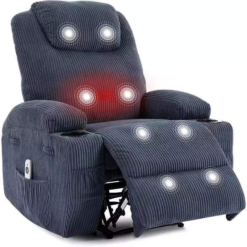 Fauteuil inclinable avec massage et chauffage, canapé simple réglable en velours côtelé
