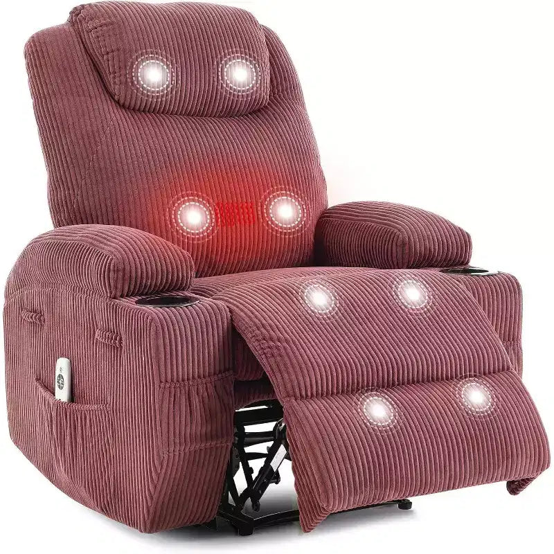 Fauteuil inclinable avec massage et chauffage, canapé simple réglable en velours côtelé