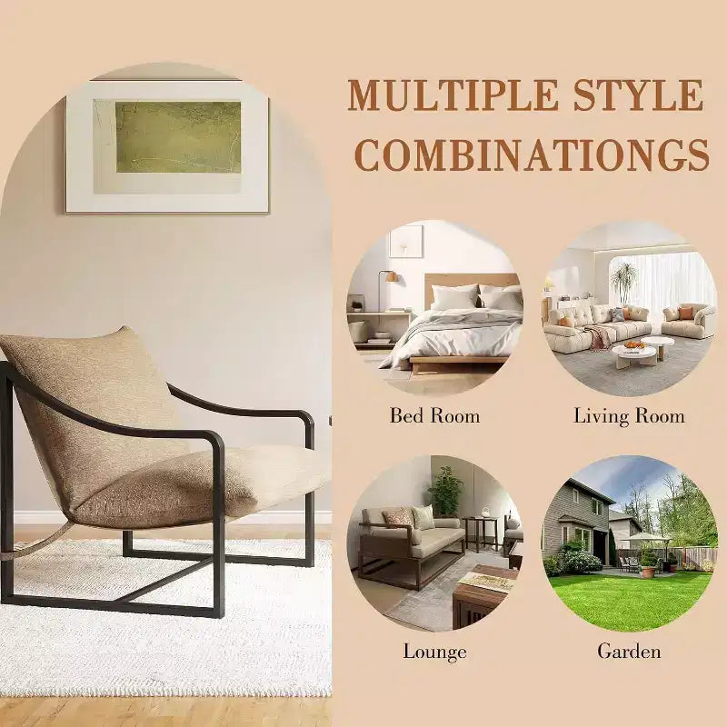 Fauteuil d'appoint moderne, Fauteuil suspendu rembourré avec accoudoirs et coussin en mousse souple