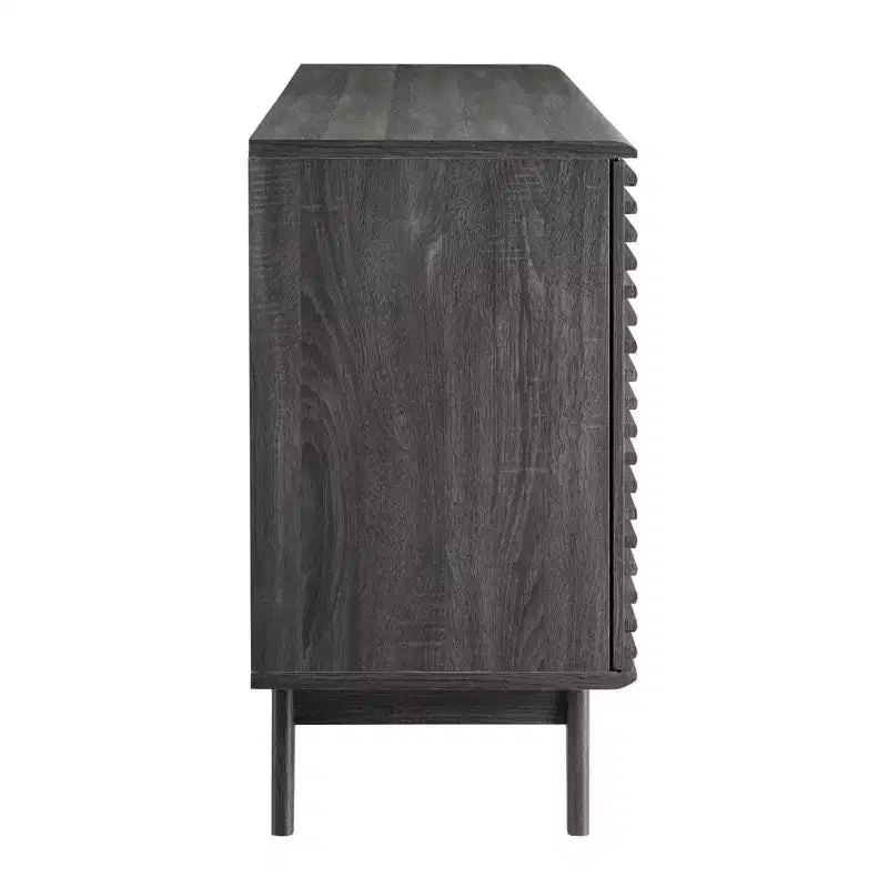 Buffet en bois ou meuble TV moderne du milieu du siècle, couleur charbon