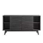 Buffet en bois ou meuble TV moderne du milieu du siècle, couleur charbon