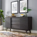 Buffet en bois ou meuble TV moderne du milieu du siècle, couleur charbon