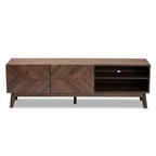 Hartman Wood TV Stand for TVs up to 60" Walnut Brown - Baxton Studio: Entertainment Center with Storage Drawer