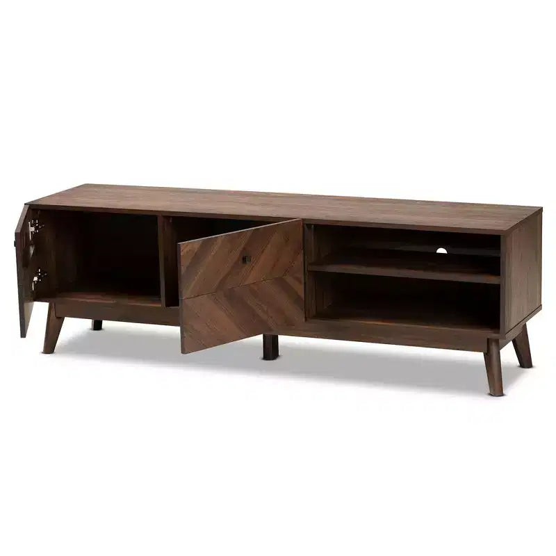 Meuble TV en bois Noyer brun Meuble de divertissement avec tiroir de rangement
