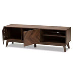 Meuble TV en bois Noyer brun Meuble de divertissement avec tiroir de rangement