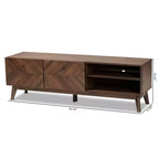 Meuble TV en bois Noyer brun Meuble de divertissement avec tiroir de rangement