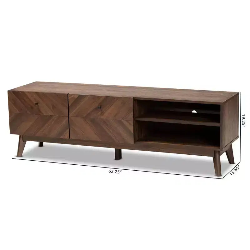 Meuble TV en bois Noyer brun Meuble de divertissement avec tiroir de rangement