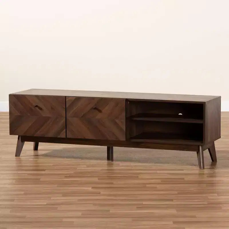Meuble TV en bois Noyer brun Meuble de divertissement avec tiroir de rangement