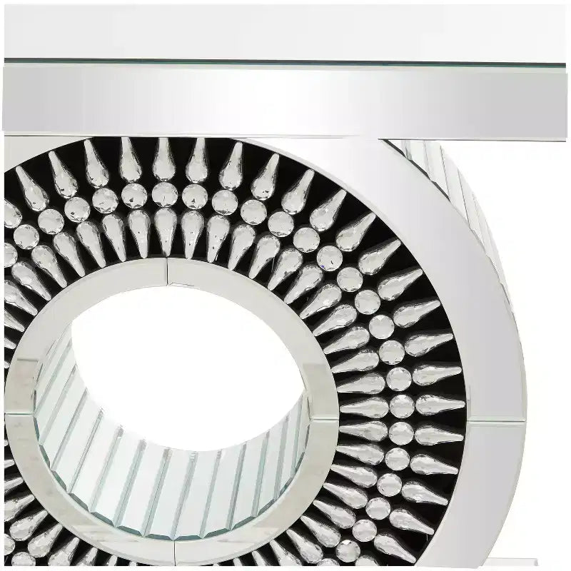 Console en cristal Glam Glass, argentée, meuble d'entrée de luxe