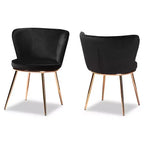 2pc Farah Velvet Fabric Upholstered Metal Dining Chair Set - Baxton Studio