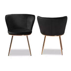 Chaise de salle à manger en métal tapissée de velours Farah