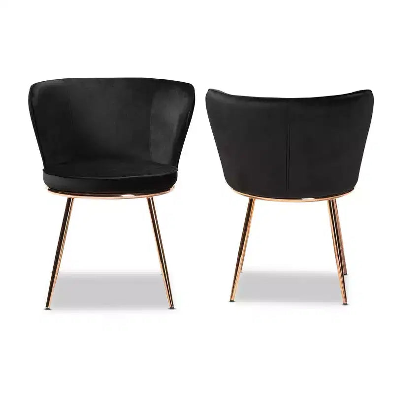 Chaise de salle à manger en métal tapissée de velours Farah