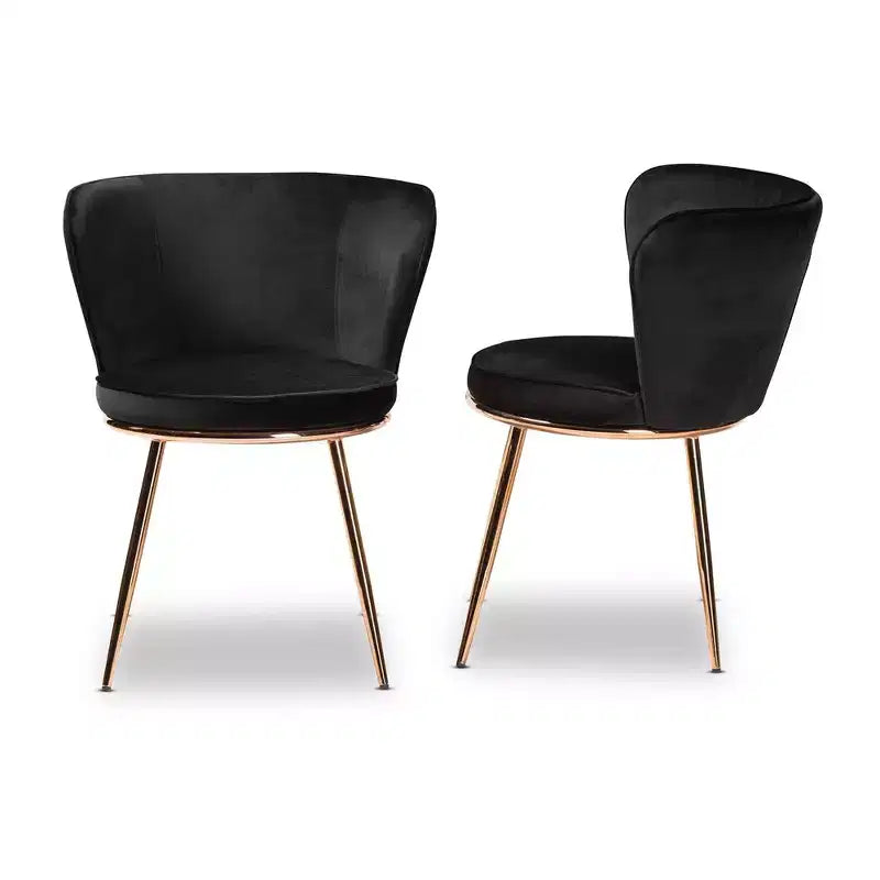 Chaise de salle à manger en métal tapissée de velours Farah