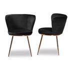 Chaise de salle à manger en métal tapissée de velours Farah