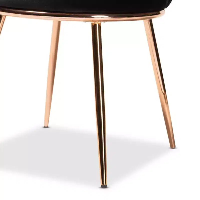 Chaise de salle à manger en métal tapissée de velours Farah