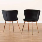 Chaise de salle à manger en métal tapissée de velours Farah