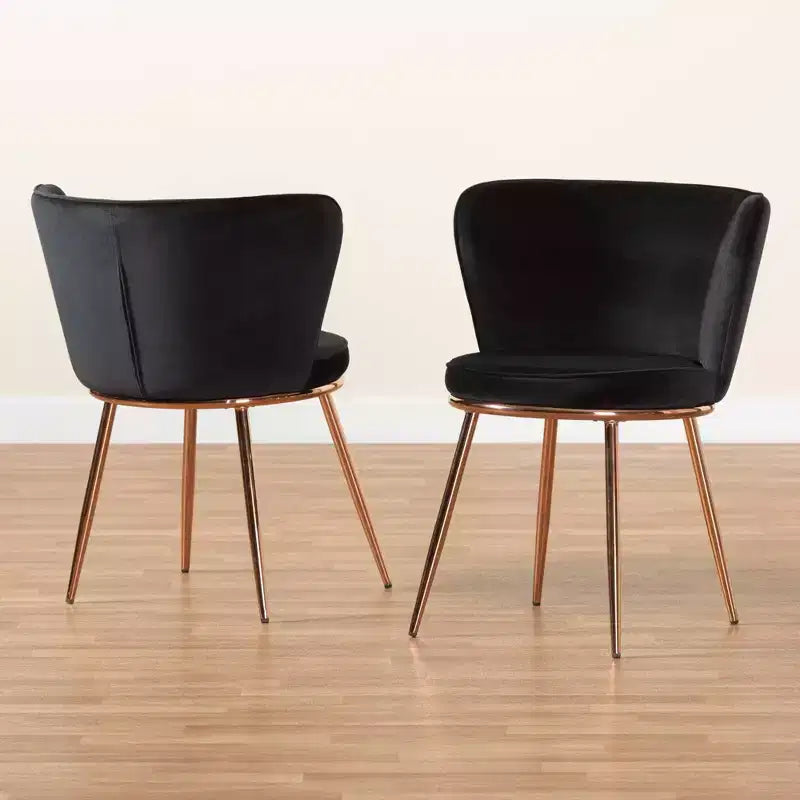 Chaise de salle à manger en métal tapissée de velours Farah
